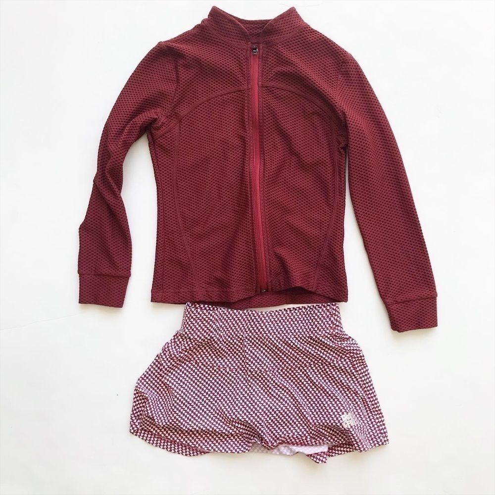 Track & Field Skort/ zip up jacket set EUC 5/6Y